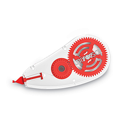 Universal Correction Tape Dispenser, Non-Refillable, Transparent Red Applicator, 0.2" x 315", 10/Pack (UNV75616)