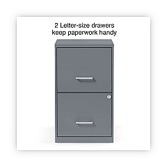 Alera Soho Vertical File Cabinet, 2 Drawers: File/File, Letter, Charcoal, 14" x 18" x 24.1" (ALESVF1824CH)