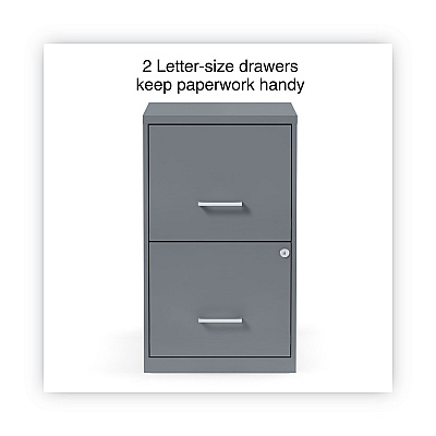 Alera Soho Vertical File Cabinet, 2 Drawers: File/File, Letter, Charcoal, 14" x 18" x 24.1" (ALESVF1824CH)