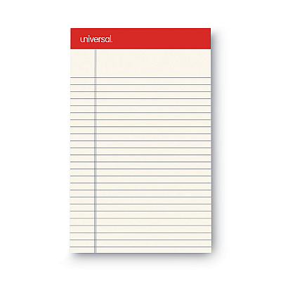 Universal Colored Perforated Ruled Writing Pads, Narrow Rule, 50 Ivory 5 x 8 Sheets, Dozen (UNV35852)