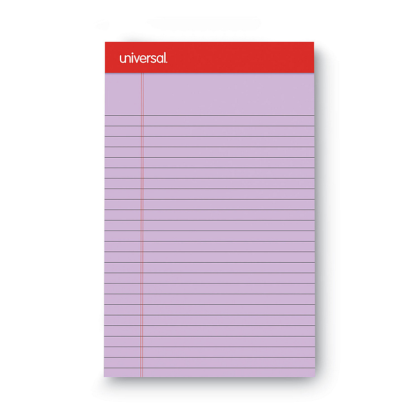 Universal Colored Perforated Ruled Writing Pads, Narrow Rule, 50 Orchid 5 x 8 Sheets, Dozen (UNV35854)