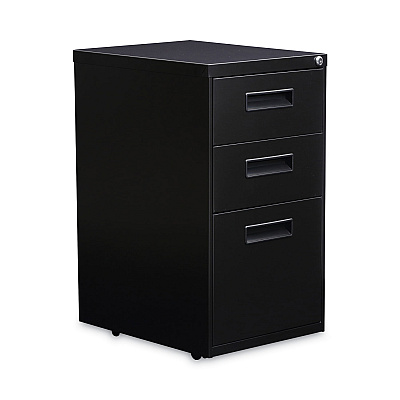 Alera File Pedestal, Left or Right, 3-Drawers: Box/Box/File, Legal/Letter, Black, 14.96" x 19.29" x 27.75" (ALEPABBFBL)