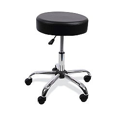 Alera Height Adjustable Lab Stool, Backless, Supports Up to 275 lb, 19.69" to 24.80" Seat Height, Black Seat, Chrome Base (ALEUS4716)