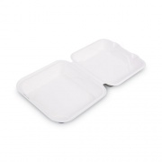 Eco-Products Bagasse Hinged Clamshell Containers, 9 x 9 x 3, White, Sugarcane, 50/Pack, 4 Packs/Carton (EPHC91)