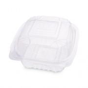 Eco-Products Clear Clamshell Hinged Food Containers, 6 x 6 x 3, 80/Pack, 3 Packs/Carton (EPLC6)
