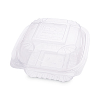 Eco-Products Renewable and Compostable Clear Clamshell Hinged Food Containers, 6 x 6 x 3, Plastic, 80/Pack, 3 Packs/Carton (ECOEPLC6)