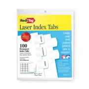 Redi-Tag Laser Printable Index Tabs, 1/5-Cut, White, 1.13" Wide, 100/Pack (33117)