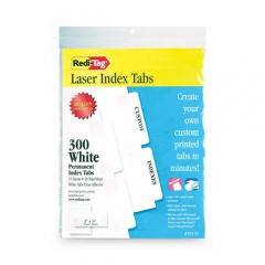 Redi-Tag Laser Printable Index Tabs, 1/5-Cut, White, 2" Wide, 300/Pack (39170)
