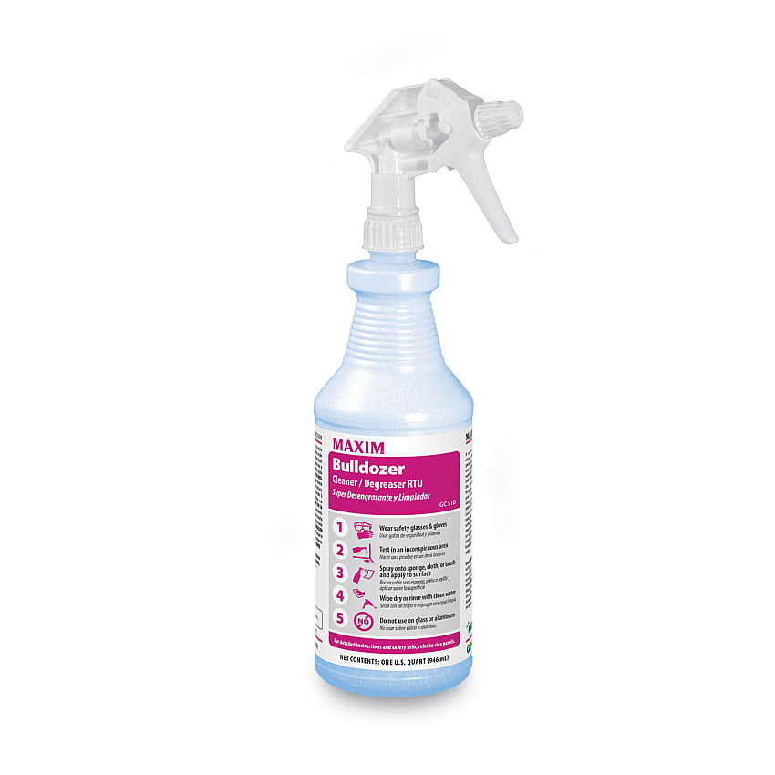Maxim Bulldozer Cleaner/Degreaser RTU, Safe-to-Ship, Lemon Scent, 32 oz, 6/Carton (MLB05100086)