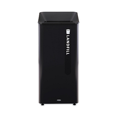 Rubbermaid Commercial Sustain Decorative Refuse with Recycling Lid, 23 gal, Metal/Plastic, Black (RCP2078988)