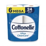 Cottonelle Ultra CleanCare Toilet Paper, Strong Tissue, Mega Rolls, Septic Safe, 1-Ply, White, 340 Sheets/Roll, 6 Rolls/Pk, 6 Pks/Carton (47747)