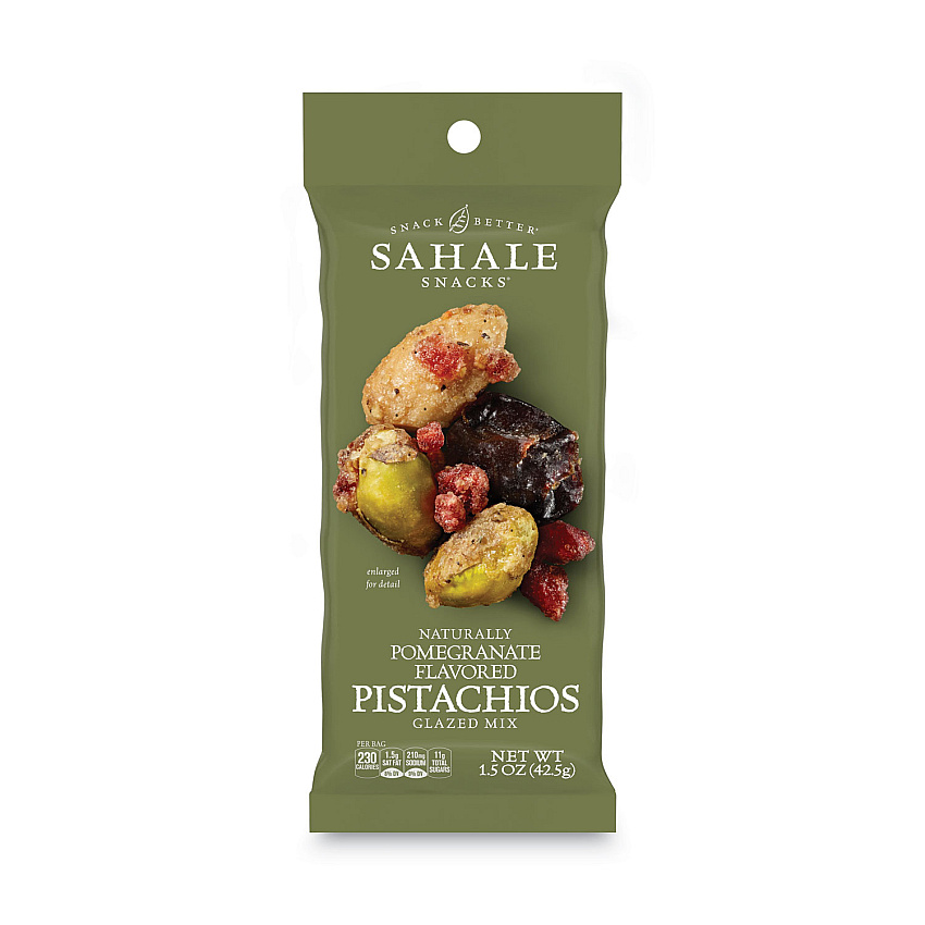 Sahale Snacks Glazed Mixes, Pomegranate Pistachio Almond, 1.5 oz Pouch, 18/Carton (SMU00019)