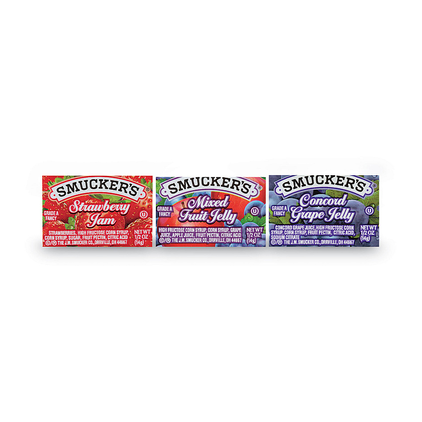 Smucker's Jam Assortment, Single Serving Packs, 0.5 Oz, 200/carton (SMU774)