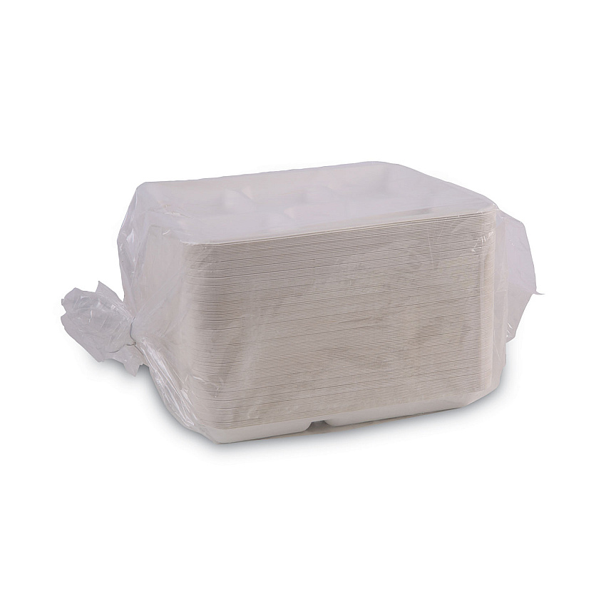 Boardwalk Bagasse Dinnerware, 5-Compartment Tray, 10 x 8, White, 500/Carton (BWKTRAYWF128)