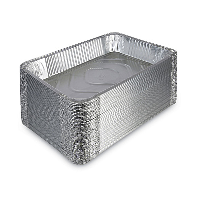 Boardwalk Aluminum Steam Table Pans, Full-Size Deep, 620 Gauge, 3.19" Deep, 12.81 x 20.75, 50/Carton (BWKSTEAMFLDP)
