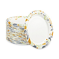 Boardwalk Deerfield Printed Paper Plates, 9" dia, Coated/Soak Proof, White/Yellow/Green/Purple, 125/Pack, 8 Packs/Carton (BWKDEER9PLT)