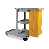 Boardwalk Janitor's Cart, Plastic, 4 Shelves, 1 Bin, 22" x 44" x 38", Gray (BWKJCARTGRA)