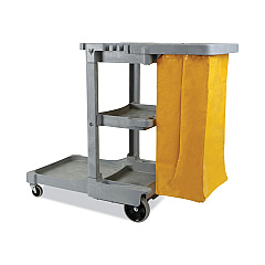 Boardwalk Janitor's Cart, Plastic, 4 Shelves, 1 Bin, 22" x 44" x 38", Gray (BWKJCARTGRA)