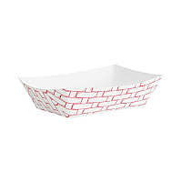 Boardwalk Paper Food Baskets, 0.25 lb Capacity, 2.69 x 4 x 1.05, Red/White, 1,000/Carton (BWK30LAG025)