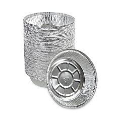 Boardwalk Round Aluminum To-Go Containers, 250 Gauge, 24 oz, 7" Diameter x 1.47"h, Silver, 500/Carton (BWKROUND7)