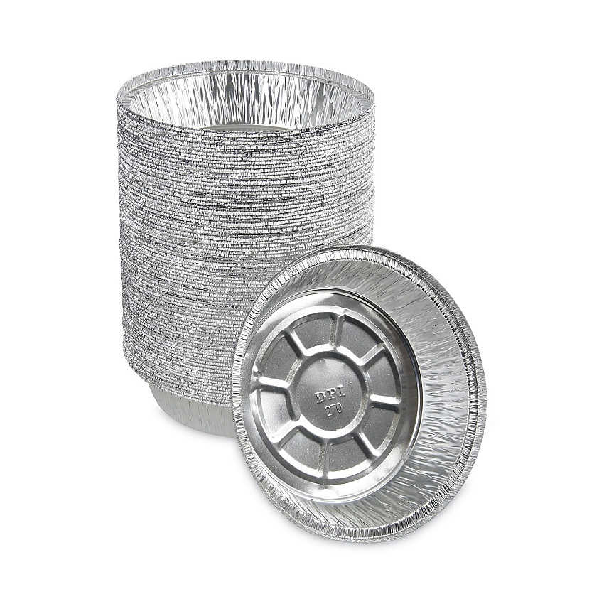 Boardwalk Round Aluminum To-Go Containers, 250 Gauge, 24 oz, 7" Diameter x 1.47"h, Silver, 500/Carton (BWKROUND7)