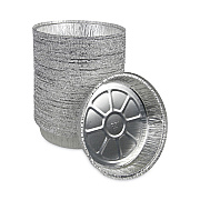 Boardwalk Round Aluminum To-Go Containers, 300 Gauge, 48 oz, 9" Diameter x 1.66"h, Silver, 500/Carton (BWKROUND9)