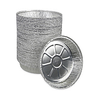Boardwalk Round Aluminum To-Go Containers, 300 Gauge, 48 oz, 9" Diameter x 1.66"h, Silver, 500/Carton (BWKROUND9)