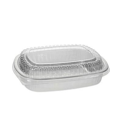 Pactiv Evergreen Classic Carry-Out Container, 46 oz, 9.75 x 7.75 x 1.75, Silver, Aluminum, 50/Carton (PCTY6710PWPSFG)