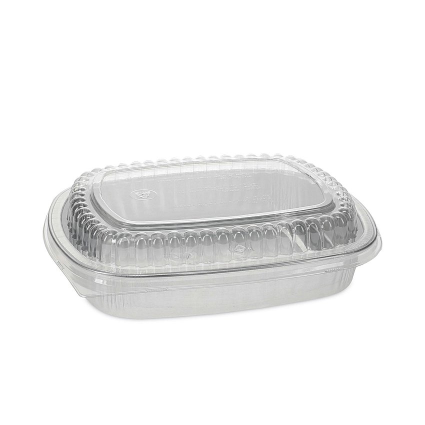 Pactiv Evergreen Classic Carry-Out Container, 46 oz, 9.75 x 7.75 x 1.75, Silver, Aluminum, 50/Carton (PCTY6710PWPSFG)