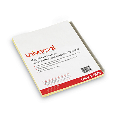 Universal Insertable Tab Index, 8-Tab, 11 x 8.5, Buff, Clear Tabs, 6 Sets (UNV21873)