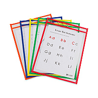 C-Line Reusable Dry Erase Pockets, 9 x 12, Assorted Primary Colors, 10/Pack (CLI40610)
