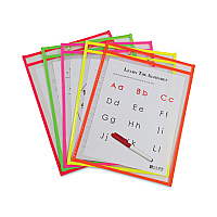 C-Line Reusable Dry Erase Pockets, 9 x 12, Assorted Neon Colors, 10/Pack (CLI40810)