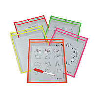 C-Line Reusable Dry Erase Pockets, 9 x 12, Assorted Neon Colors, 25/Box (CLI40820)
