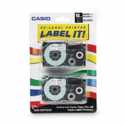Casio Tape Cassettes for KL Label Makers, 0.75" x 26 ft, Black on White, 2/Pack (XR18WE2S)