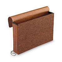 Pendaflex Standard Expanding Wallet with Fiber Gussets, 5.25" Expansion, 1 Section, Elastic Cord Closure, Legal Size, Red Fiber (PFX1076GLOX)