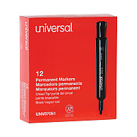 Universal Chisel Tip Permanent Marker, Broad Chisel Tip, Black, Dozen (UNV07051)