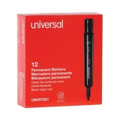 Universal Chisel Tip Permanent Marker, Broad Chisel Tip, Black, Dozen (07051)