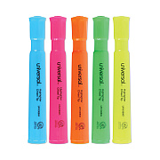 Universal Desk Highlighters, Assorted Ink Colors, Chisel Tip, Assorted Barrel Colors, 5/Set (UNV08860)