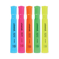 Universal Desk Highlighters, Assorted Ink Colors, Chisel Tip, Assorted Barrel Colors, 5/Set (UNV08860)