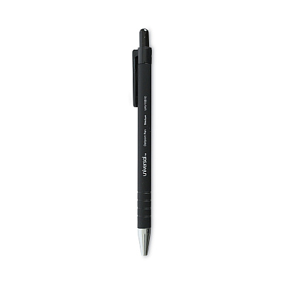 Universal Ballpoint Pen, Retractable, Medium 1 mm, Black Ink, Black Barrel, Dozen (UNV15510)