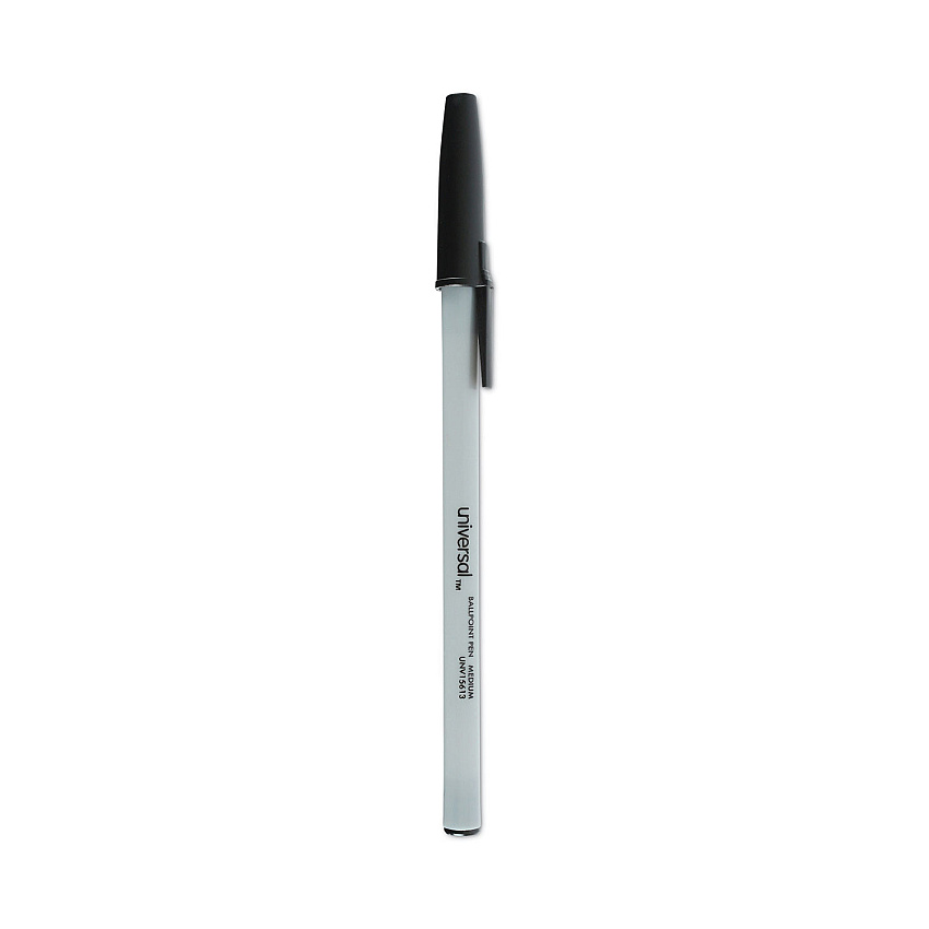 Universal Ballpoint Pen Value Pack, Stick, Medium 1 mm, Black Ink, Gray/Black Barrel, 60/Pack (UNV15613)