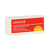 Universal Recycled Self-Stick Note Pads, 1.5" x 2", Yellow, 100 Sheets/Pad, 12 Pads/Pack (UNV28062)