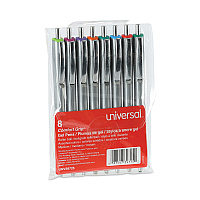 Universal Comfort Grip Gel Pen, Retractable, Medium 0.7 mm, Assorted Ink and Barrel Colors, 8/Pack (UNV39725)