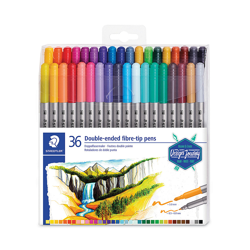 Staedtler Double Ended Markers, Assorted Bullet Tips, Assorted Colors, 36/Pack (STD3200TB36)