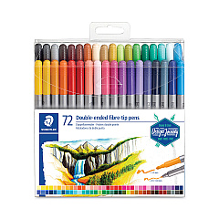 Staedtler Double Ended Markers, Assorted Bullet Tips, Assorted Colors, 72/Pack (STD3200TB7202)