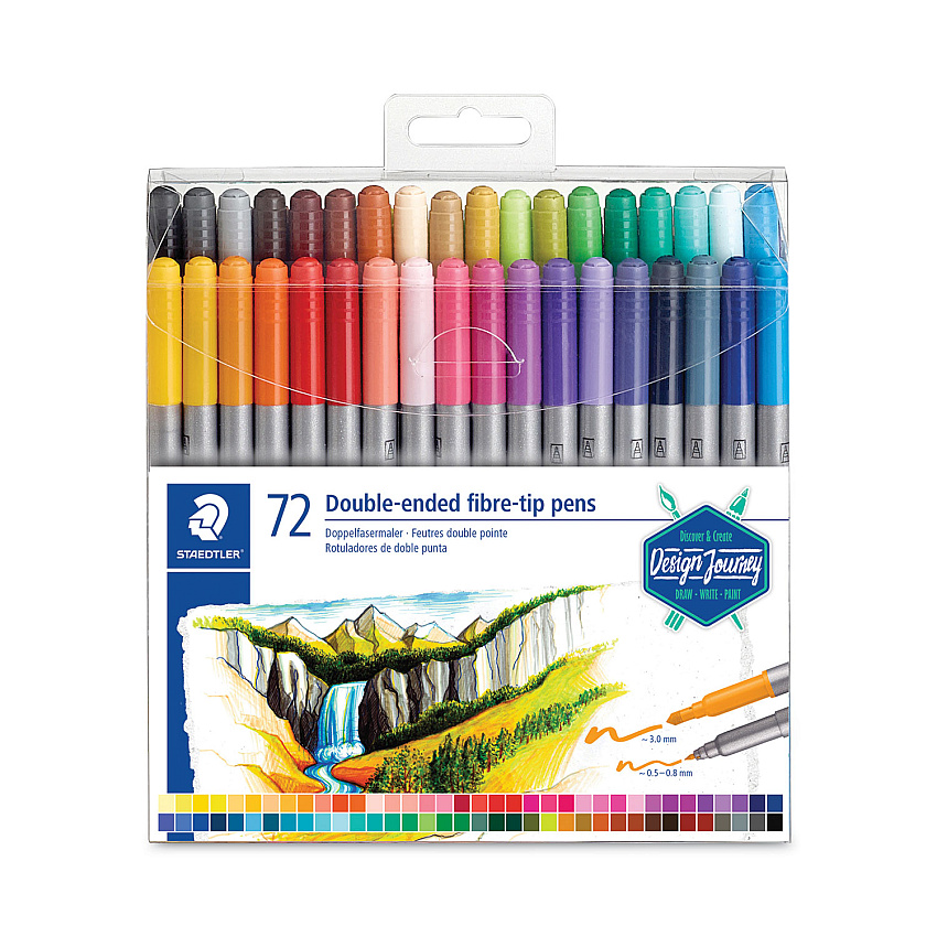 Staedtler Double Ended Markers, Assorted Bullet Tips, Assorted Colors, 72/Pack (STD3200TB7202)