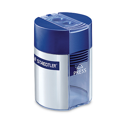 Staedtler Cylinder Handheld Pencil Sharpener, Two-Hole, 1.63 x 2.25, Blue/Silver (STD512001A6)