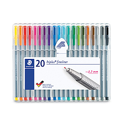 Staedtler Triplus Fineliner Porous Point Pen, Stick, Extra-Fine 0.3 mm, Assorted Ink and Barrel Colors, 20/Pack (STD334SB20A6)