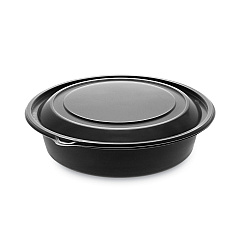 Pactiv Evergreen EarthChoice MealMaster Container with Lid, 32 oz, 8" dia x 2.12" h, 1-Compartment, Black/Clear, Plastic, 250/Carton (PCT0CN8083200BL)