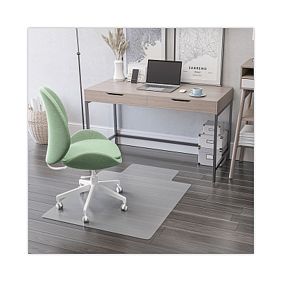 deflecto EconoMat All Day Use Chair Mat for Hard Floors, Flat Packed, 46 x 60, Lipped, Clear (DEFCM2E432F)
